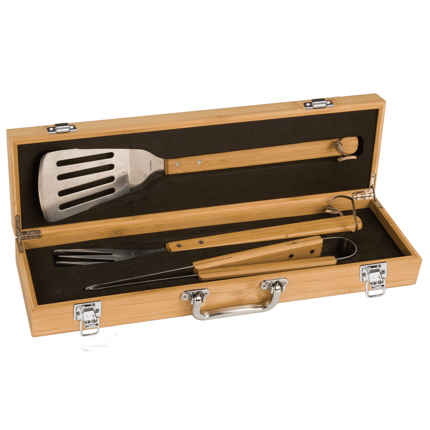 Bamboo 3 Piece BBQ Set in Bamboo Case