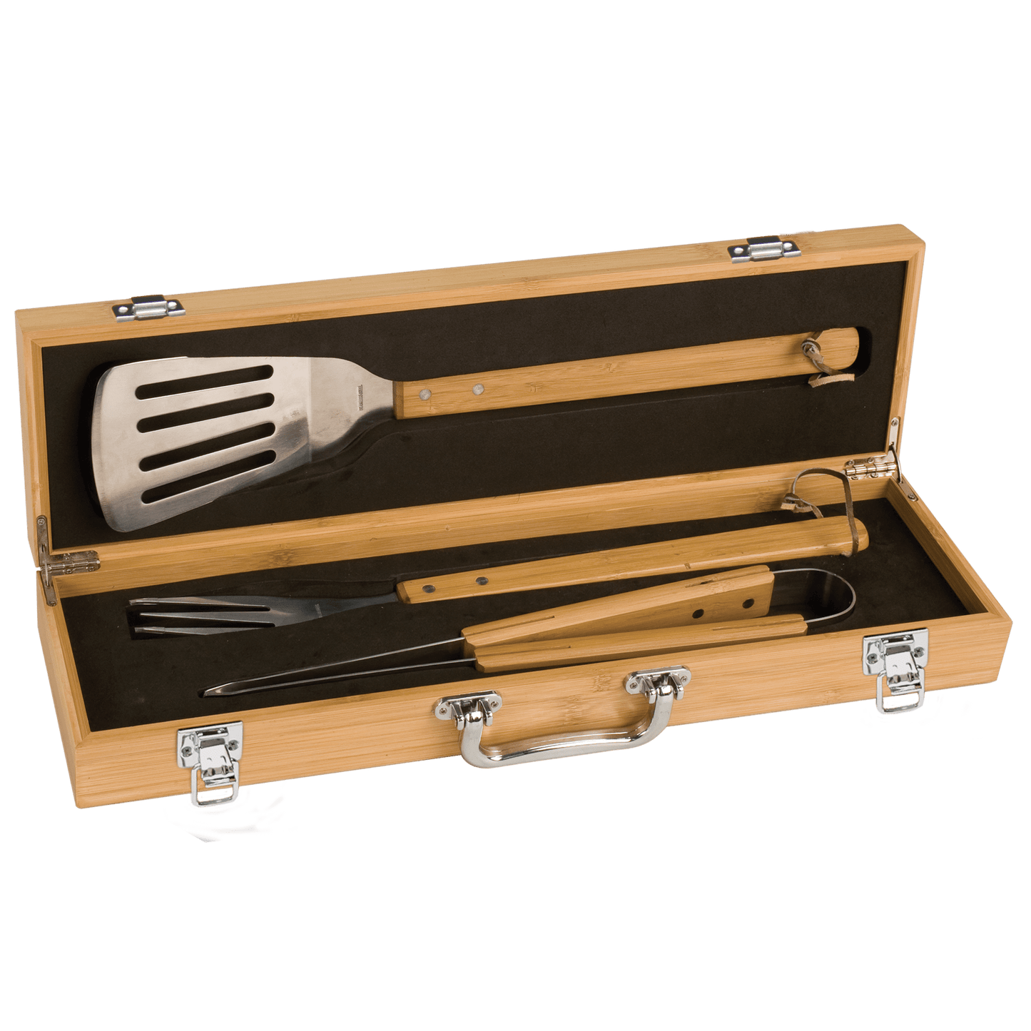 Bamboo 3 Piece BBQ Set in Bamboo Case