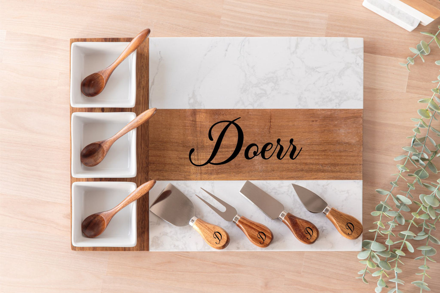 Marble & Wood Charcuterie Board 11pc