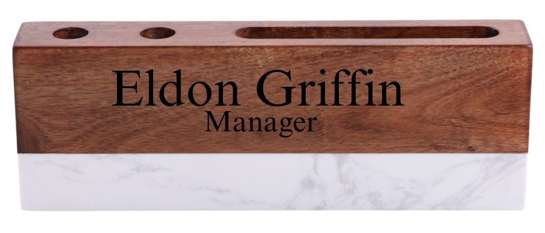 Desk Name Plate with Business Card & Pen Holders