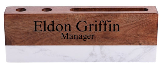 Desk Name Plate with Business Card & Pen Holders