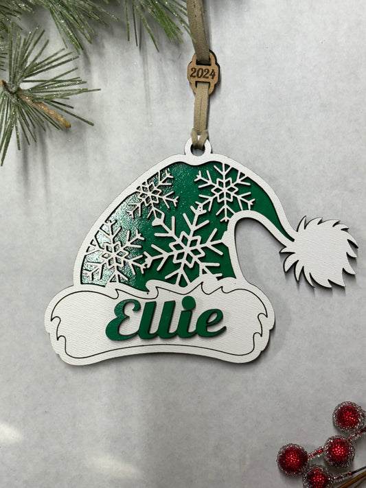 Personalized Hat Christmas Ornament / FREE SHIPPING