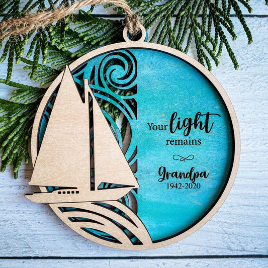 Remembrance Sail Boat Ornament or Magnet / FREE SHIPPING